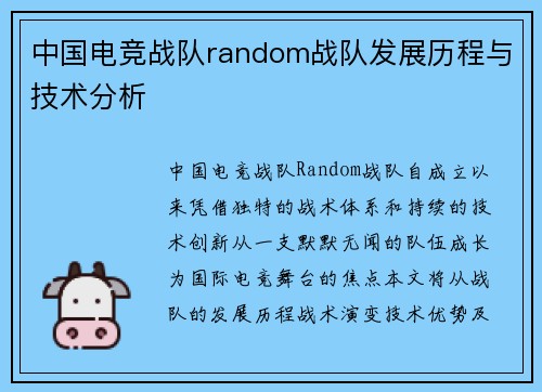 中国电竞战队random战队发展历程与技术分析