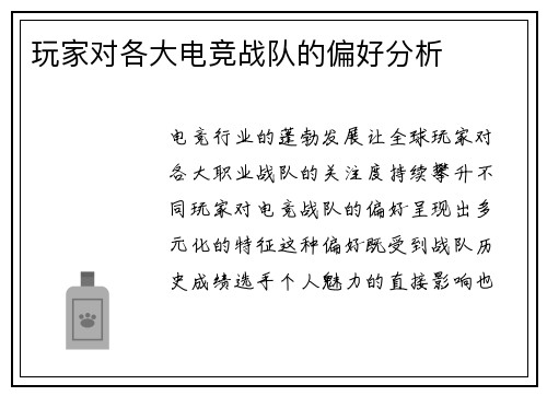 玩家对各大电竞战队的偏好分析